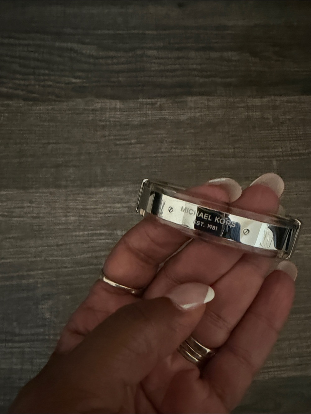 Michael Kors Silver-Tone Logo Bangle Bracelet